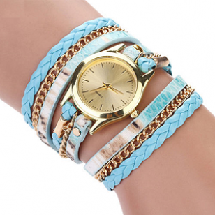 Horloge Wikkel dierenprint blauw
