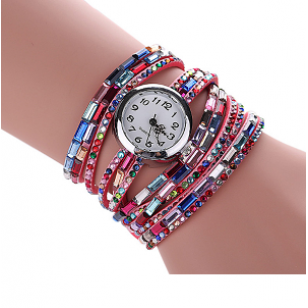 Horloge-wikkel-Bling-Roze