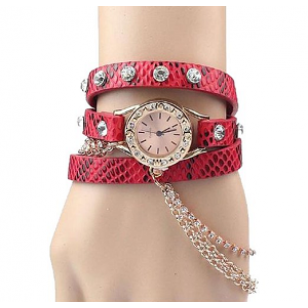Horloge-goud-ketting-rood