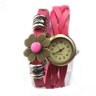 Horloge Bloem Brons Roze