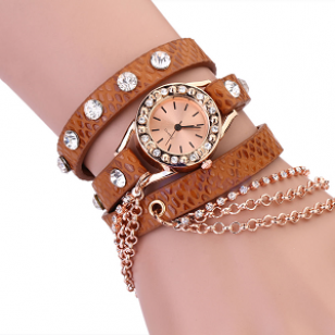 Horloge-goud-ketting-bruin