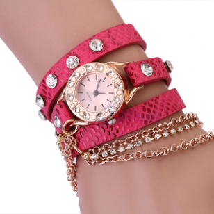 Horloge-goud-ketting-Roze