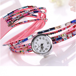 Horloge-wikkel-Bling-Roze