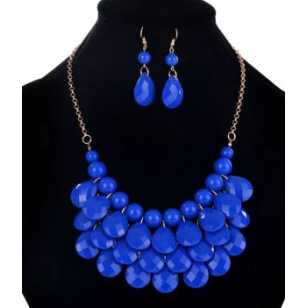 Ketting-Oorbellen-Drop-Royalblue