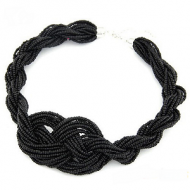 Ketting Rocailles Knoop Zwart