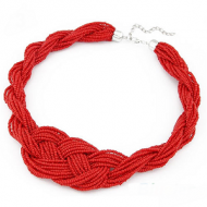 Ketting Rocailles Knoop Rood