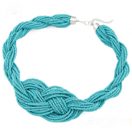 Ketting Rocailles Knoop Turkoois