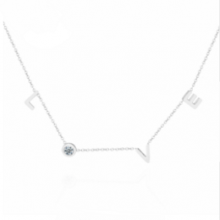 Ketting Stainless zilver Love crystal