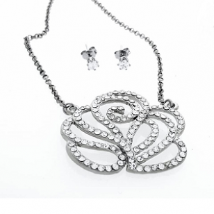 Ketting Roos & Oorbellen 