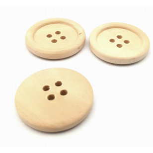 Knoop- naturel hout - 4 gaten  25mm  #4