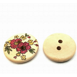 Knoop -Hout  20 mm  met  bloem  #32