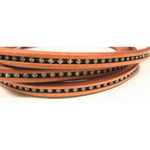 Naturel Leder met crystal  10x6mm