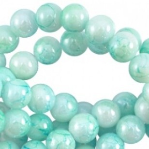 Glas kralen 6mm  - mintgroen