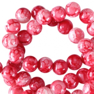 Glas kralen 8 mm  rood/gemeleerd