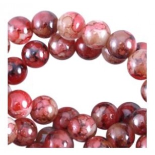 Glas kralen 8 mm - bruin/rood