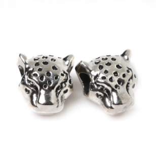 Kraal Tijgerhoofd Zilver 12x12mm