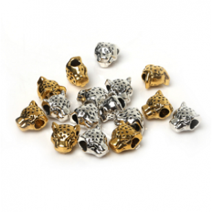 Kraal Tijgerhoofd Goud 12x12mm