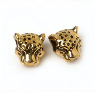 Kraal Tijgerhoofd Goud 12x12mm