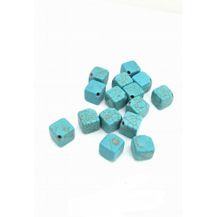 Kraal Howliet Turqouise blauw dobbelsteen 8mm