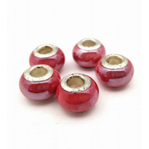 Kraal porselein  rood groot gat 