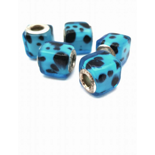 Kraal Lampwork Blauw/stip
