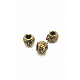 Kraal groot gat 4mm Bronzen Brons Leeuw
