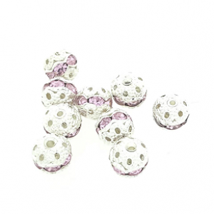Verzilverde Kristal Kraal 8mm roze