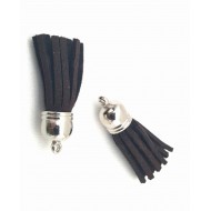 Kwastje Suede Bruin Zilver