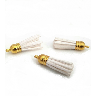 Kwastje Suede Wit Goud 4cm