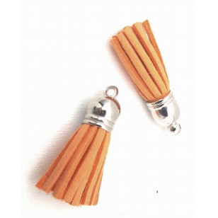 Kwastje Suede Zilver Oranje 4cm