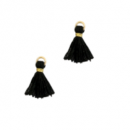 Kwastje 1cm Zwart 5x goud