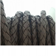 Leer Gevlochten Bruin 6mm