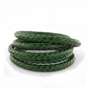 Leer Gevlochten 6mm Groen 20cm
