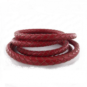 Leer Gevlochten 6mm Rood 