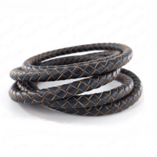 Leer gevlochten 6mm Vintage 10cm