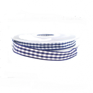 Geruit Lint 15mm Blauw/Wit