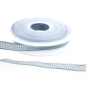 Geruit Lint Grijs/Wit 10 mm