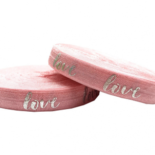 Elastisch Lint 15mm Roze Love