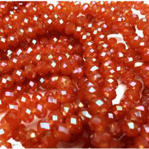 facet AB Crystal roundelle - Jade-porcelein-red