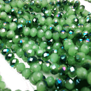 Kralen Facet  Crystal rondelle - Light-green-jade