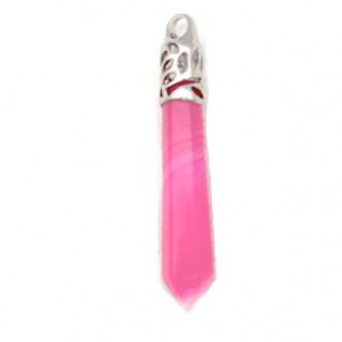 Hexagonal Pointed Reiki Chakra 2 - Pink Strip Agate