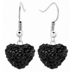 Oorbellen Strass Hart Zwart