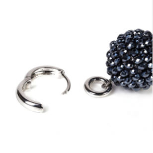 Oorbellen Crystal Rond Grijs