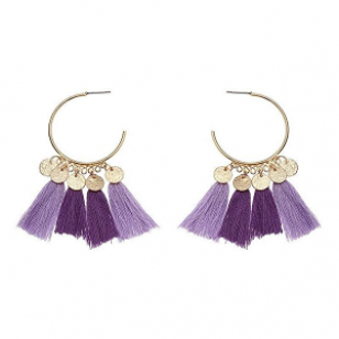 Oorbellen-Kwastje-Paars-Muntjes