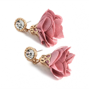 Oorbellen-zijden-Bloem-oudroze