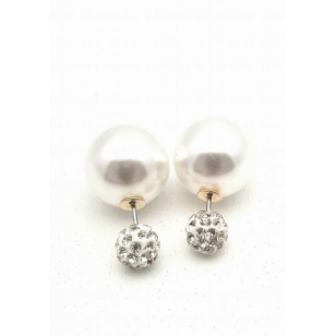 Dubbele parel oorbellen - wit glanzend