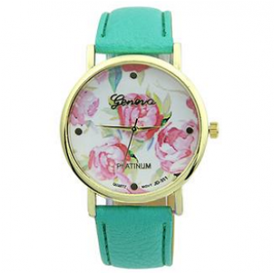 Horloge Geneva Groen/Wit/Roze