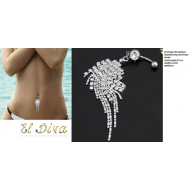 Verzilverde Navel-piercing met strass 