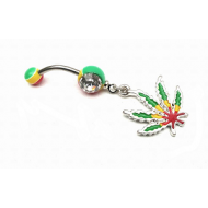 navel piercing Wiet blad - Rasta- 