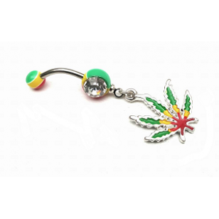 navel piercing Wiet blad - Rasta- 